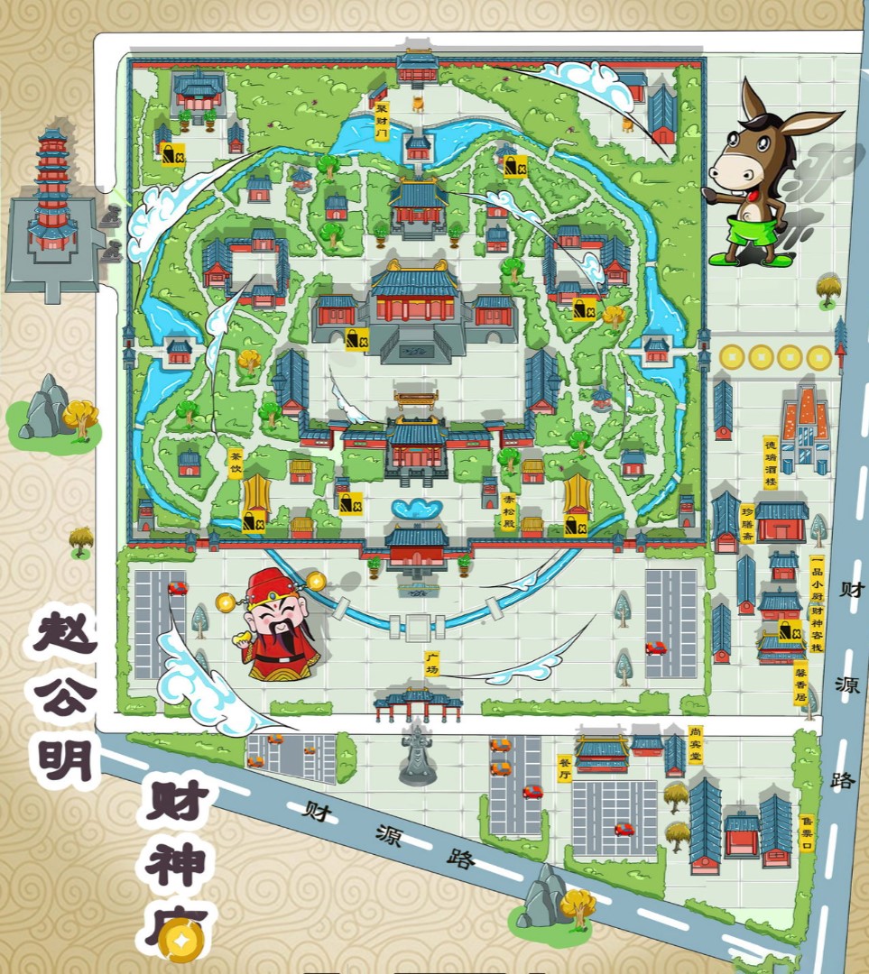 界首寺庙类手绘地图
